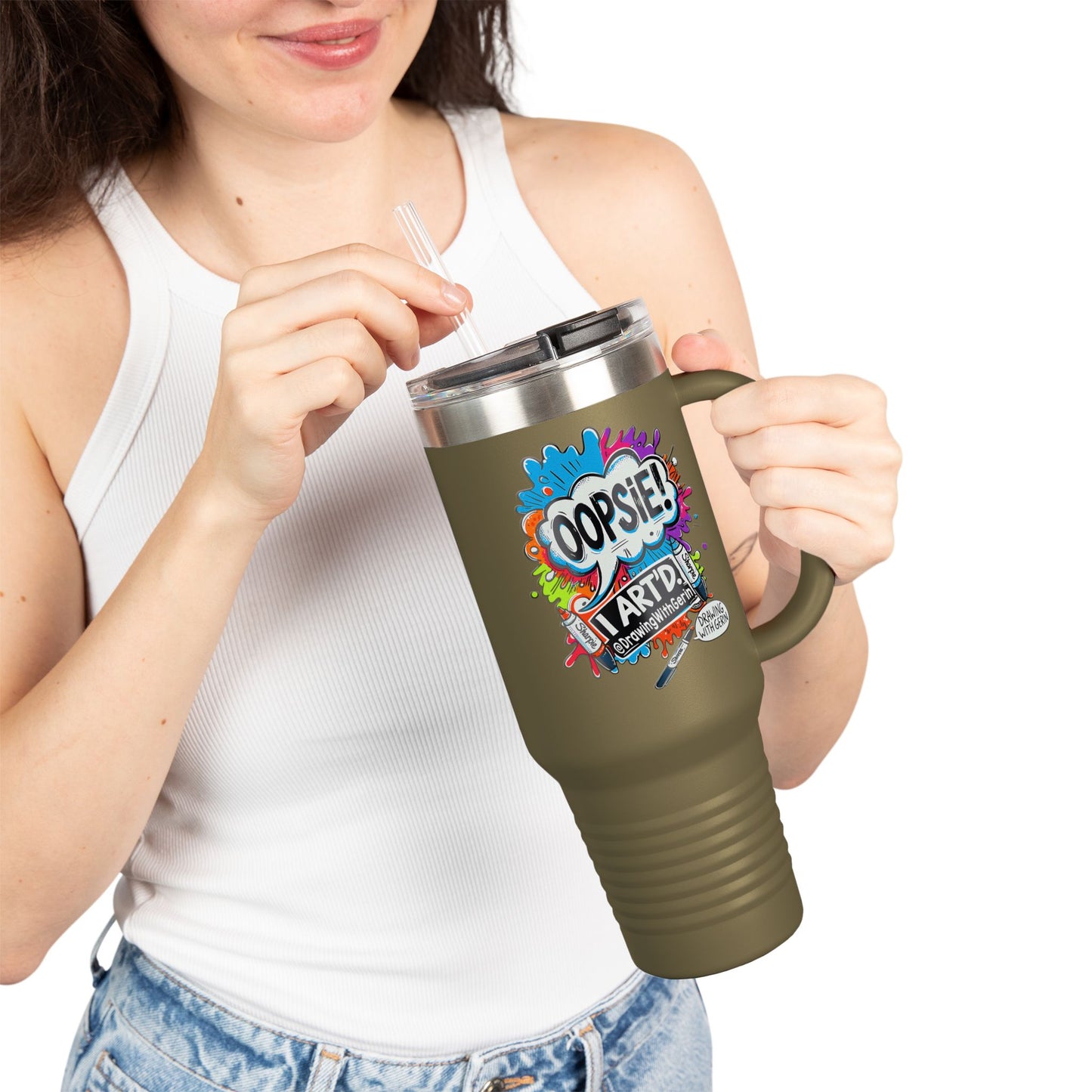 Oopsie! I ART’D. – 40oz Travel Mug 🎨☕