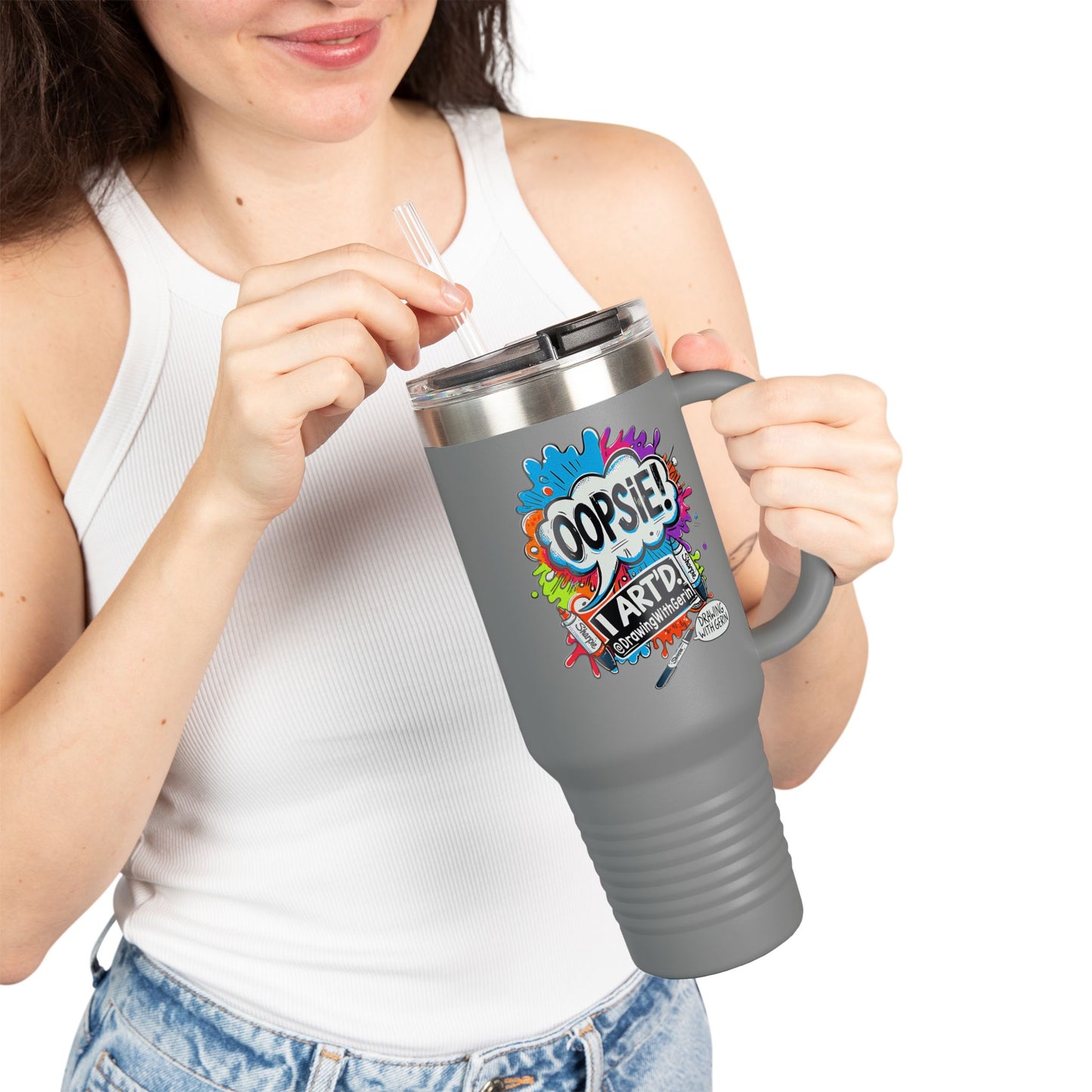 Oopsie! I ART’D. – 40oz Travel Mug 🎨☕